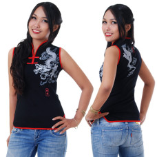 Women Chinese Blouse in Black